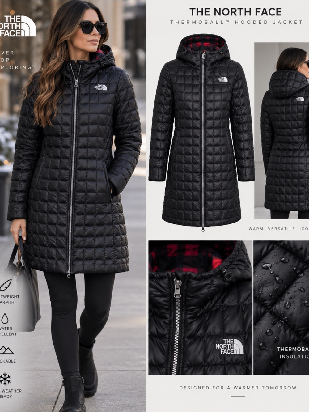 The North Face Women’s Black Hooded Packable Puffer Coat